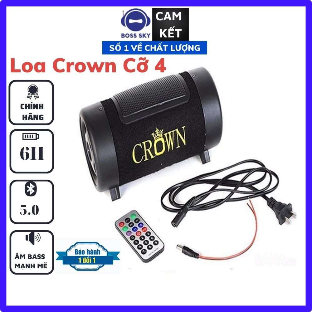 Loa Bluetooth Crow 4 V4.2 Bass Siêu Khủng Dạng Tròn Hỗ Trợ USB Cổng AUX Chạy Nguồn 220v với 12v HF28 BOSS SKY