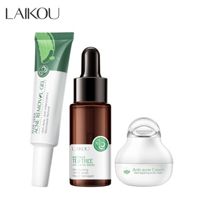 Set 3 kem loại bỏ mụn LAIKOU chiết tiết cây trà xanh tiện dụng