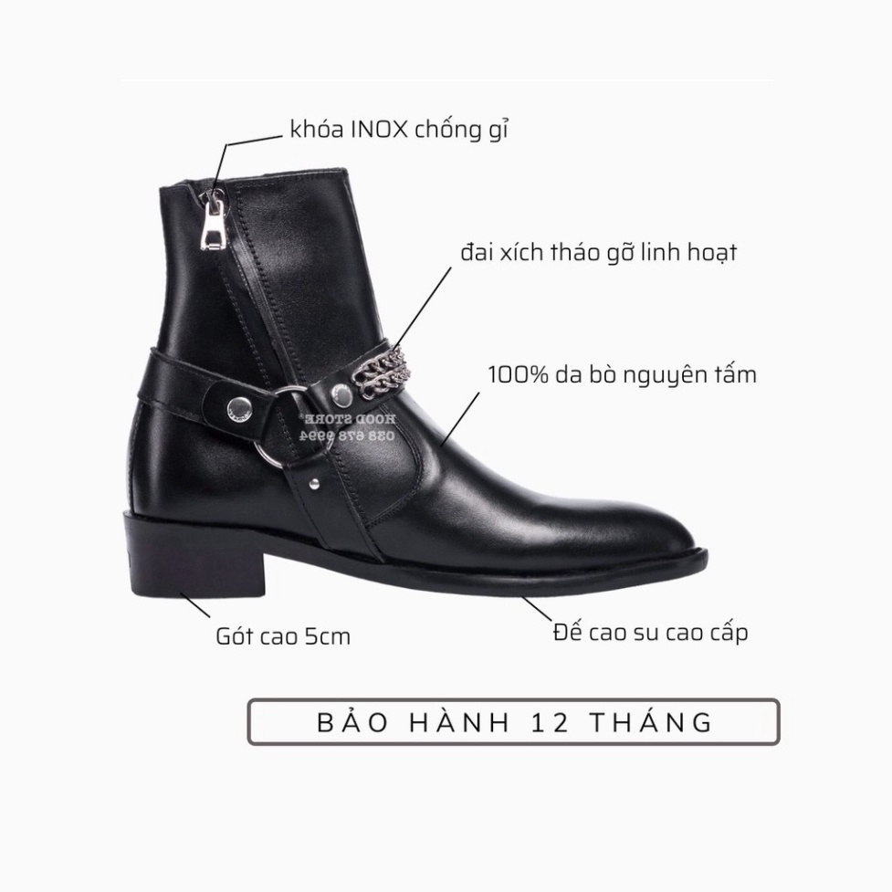 Giày Harness Laurent Boots cao cổ thời trang nam chất liệu da bò nguyên tấm | BigBuy360 - bigbuy360.vn