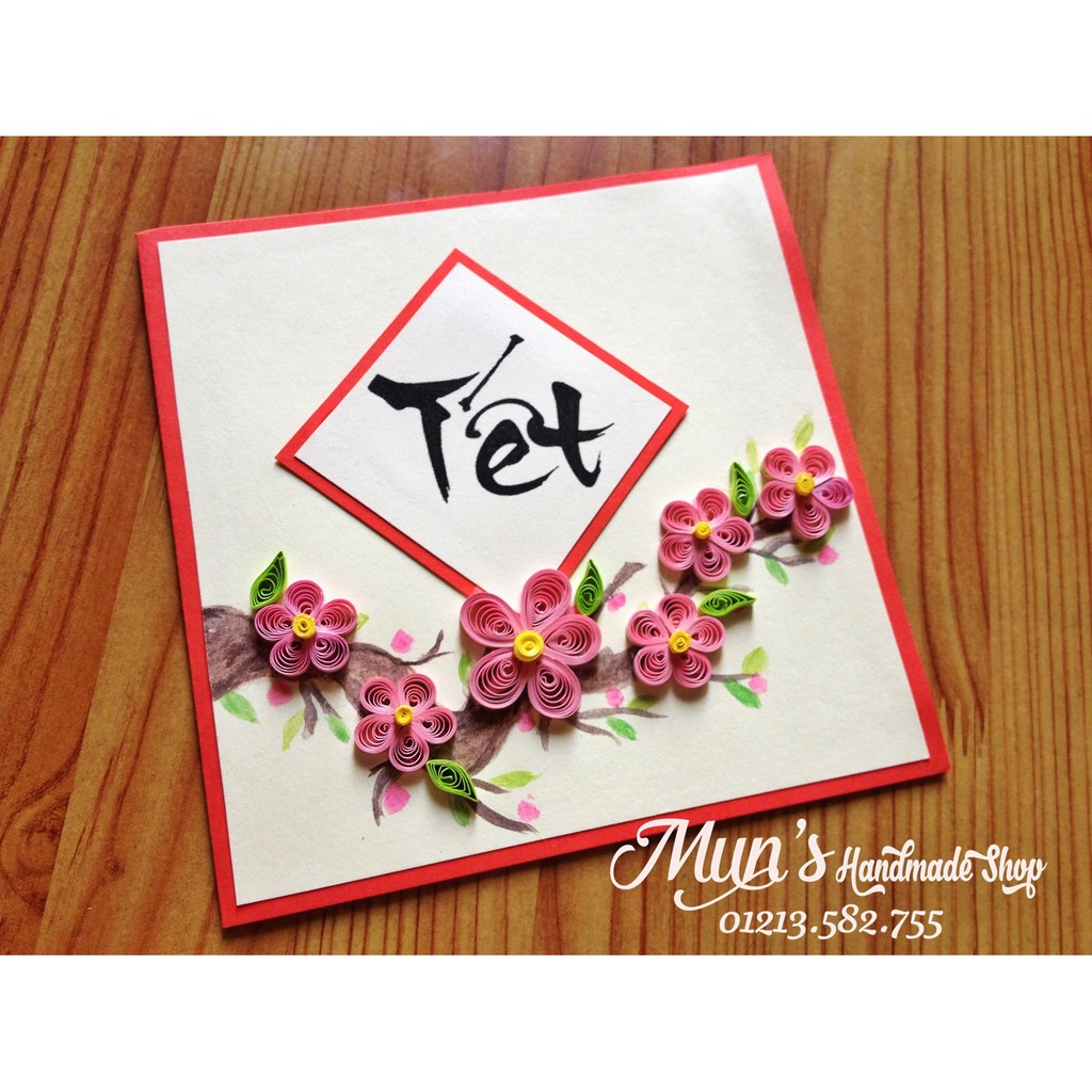 Thiệp Tết giấy xoắn kết hợp vẽ tay - Handmade quilling cards