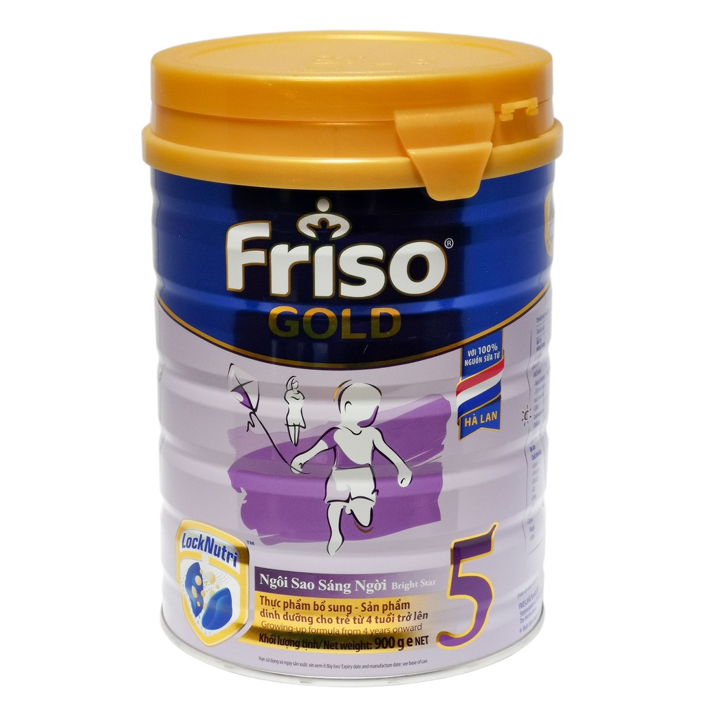 [CHÍNH HÃNG] Sữa Bột Friesland Campina Friso Gold 5 - Hộp 900g (Ngôi sao sáng ngời, sản phẩm dinh dưỡng công thức)
