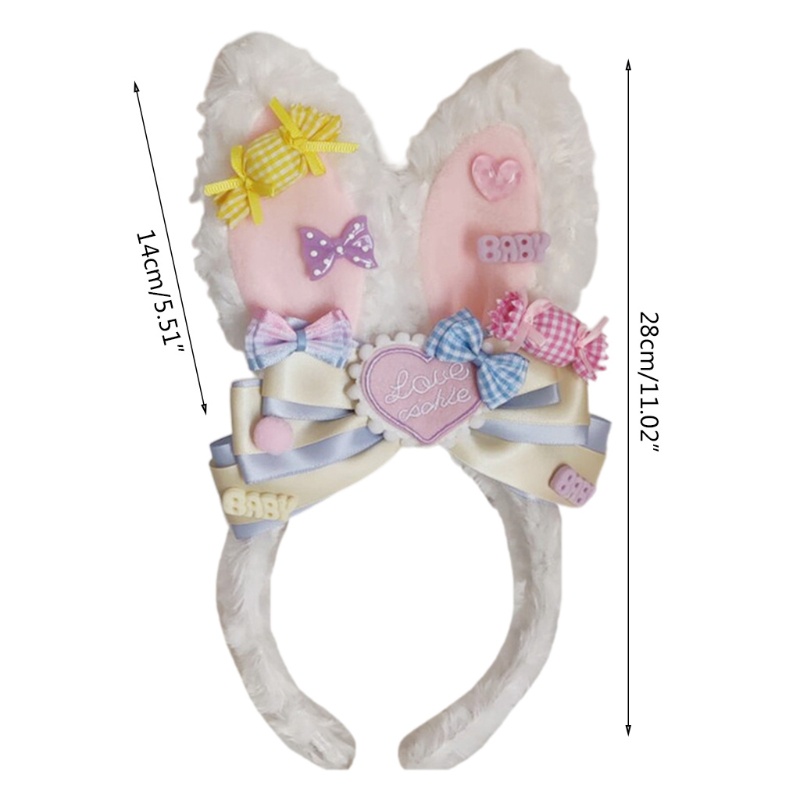 Băng Đô Tai Thỏ Phối Lông Xù Đáng Yêu Dành Cho Hóa Trang