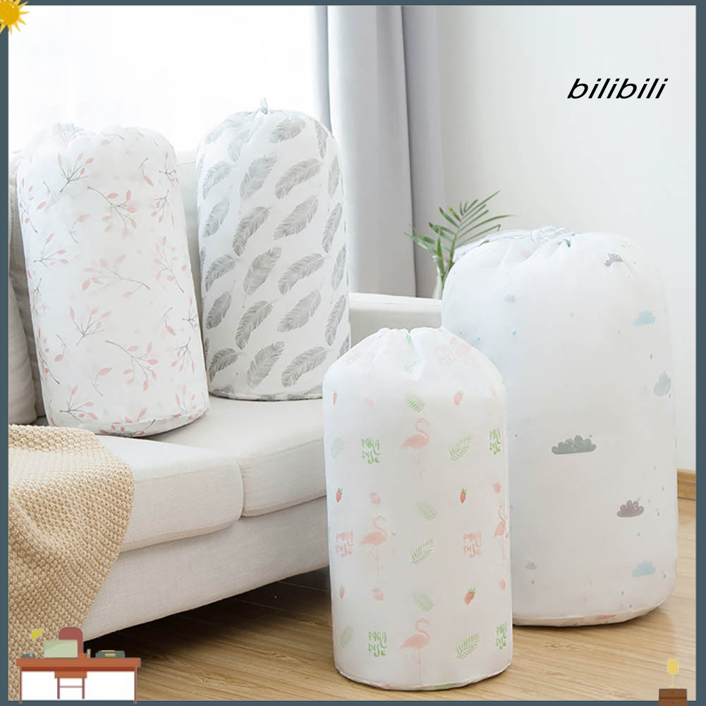 FSbilibili Portable Flamingo Cloud Feather Print Drawstring Quilt Bag Blanket Storage Pouch