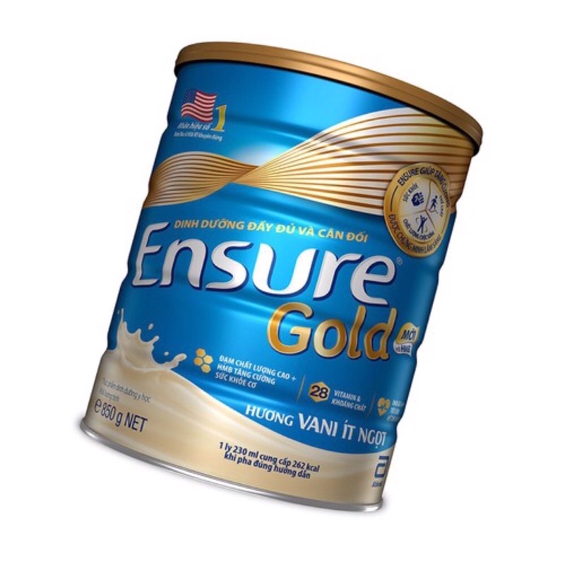 Sữa Bột Ensure Gold Vani 850g Ít Ngọt