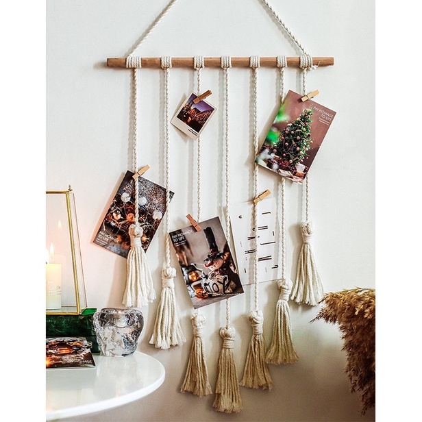 Set Macrame Treo Tường Kẹp Ảnh Thủ Công Có Hướng Dẫn Tự Trang Trí