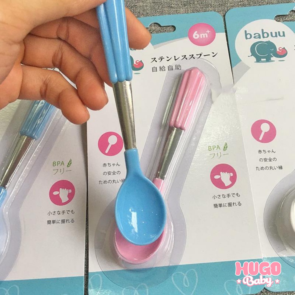 Thìa ăn dặm cho bé Babuu Nhật Bản muỗng ăn tập xúc an toàn Homedy Kids