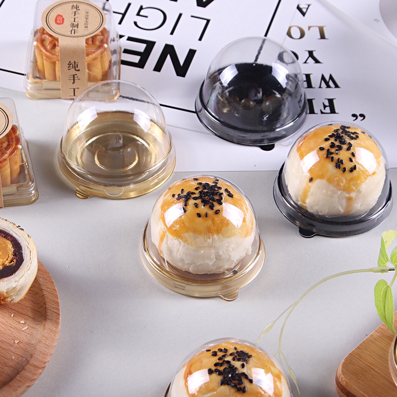 Bộ 50 Khay Đựng Bánh Trung Thu Mini Có Nắp Trong Suốt Dùng Một Lần