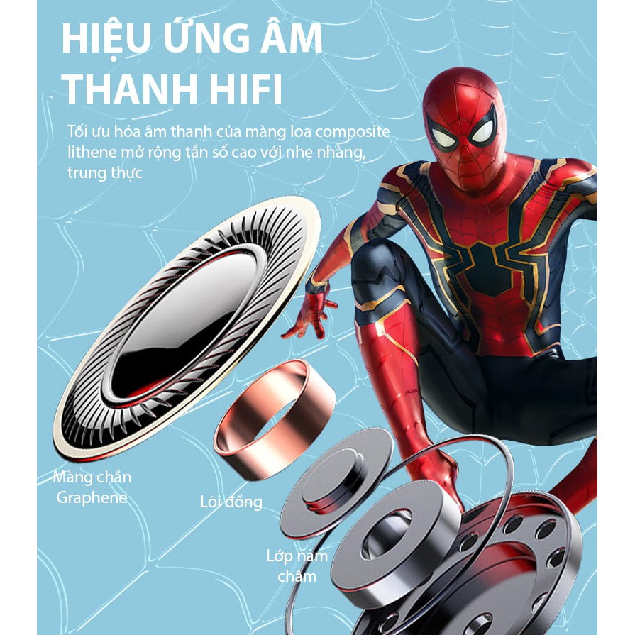 Tai nghe Bluetooth siêu anh hùng TM09 - Chính Hãng từ MARVEL - Âm thanh tuyệt đỉnh - Mic siêu nhạy