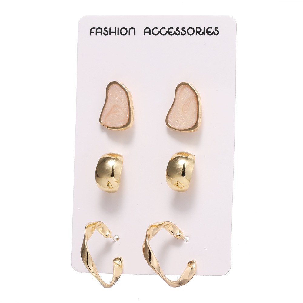 Set 3 Cặp Bông Tai Hàn Quốc Đơn Giản Thanh Lịch Cho Nữ Mainia Shop