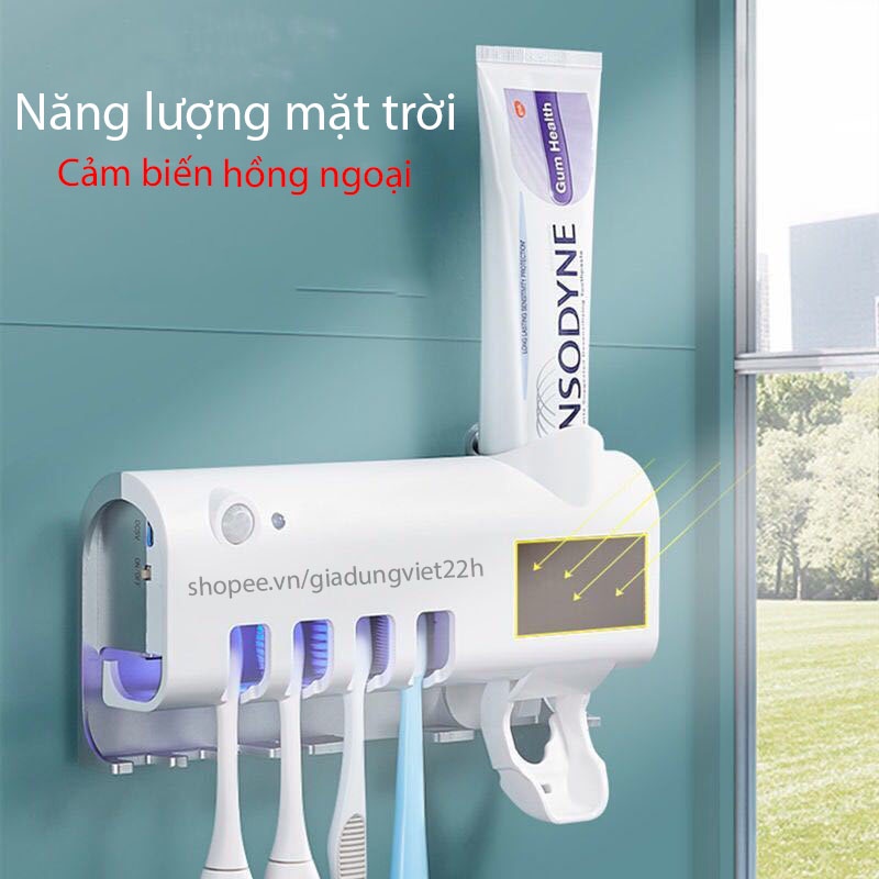 Giá treo bàn chải đánh răng khử khuẩn bằng tia UV cao cấp công nghệ Châu Âu