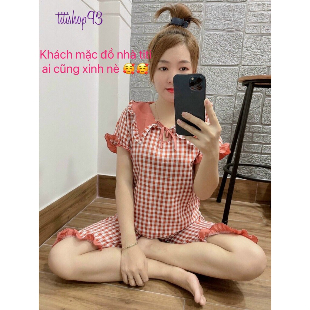 🔥[GIẢM SỐC]🔥 Bộ đồ mặc nhà siêu dễ thương 🔥FREESHIP🔥Bộ ngủ lụa caro nơ tiểu thư, siêu xinh, siêu mát/Titishop93 | BigBuy360 - bigbuy360.vn
