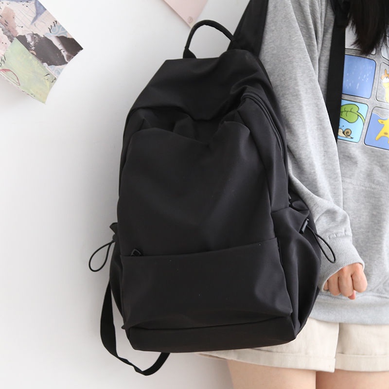 Backpack Korean ins simple solid color schoolbag student large capacity Japanese backpack waterproof