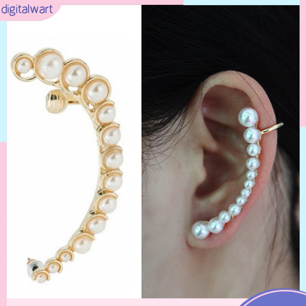 Khuyên tai trái đơn phối đeo vành tai thiết kế đính đá quý ngọc trai nhân tạo sang trọng dành cho nữ