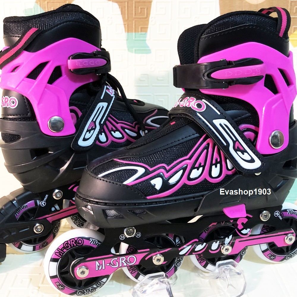 Giày trượt patin trẻ em (kèm Bảo hộ chân tay) M-GRO 8 bánh phát sáng đèn led cho bé nam và bé gái