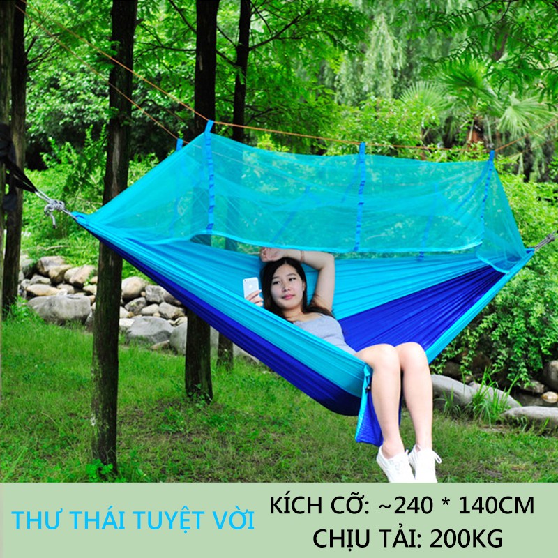 FU23OR/FU23BL Võng dù võng mùng võng vải có màn mùng chống muỗicỡ lớn võng picnic võng đôi võng đẹp superbank908