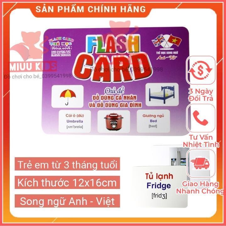 Bộ Thẻ Học Thông Minh_  Song Ngữ Chuẩn Glenn Doman Flashcard - Chủ Đề Đồ Dùng Cá Nhân và Đồ Dùng Gia Đình