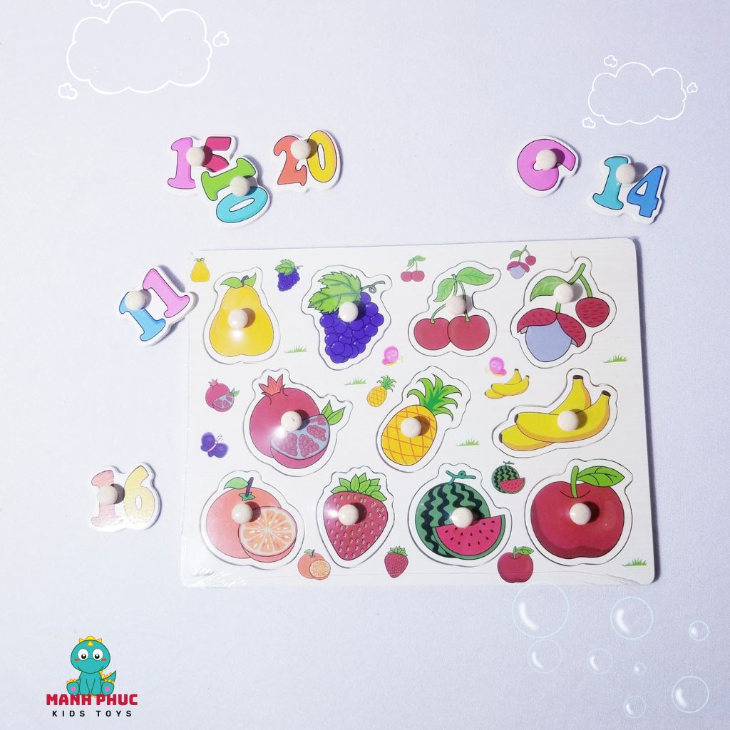 Bảng ghép hình, bảng ghép hình núm gỗ nhiều chủ đề, vừa học vừa chơi giúp bé phát triển tư duy sớm