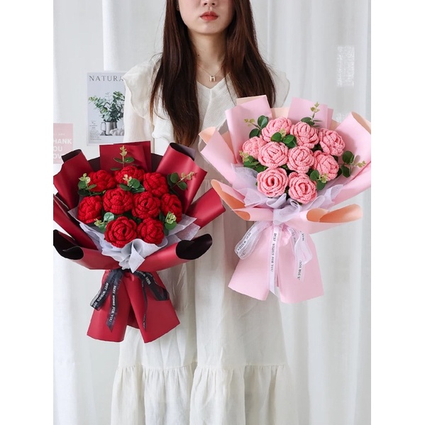 Hoa Hồng Handmade bằng len, rất ý nghĩa để dành tặng cho bạn bè, ngày lễ tình nhân và ngày của mẹ,..