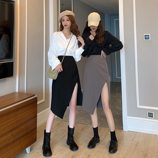 [Mã FASHIONT4WA2 giảm 10K đơn 50K] Chân váy dài midi xẻ sâu