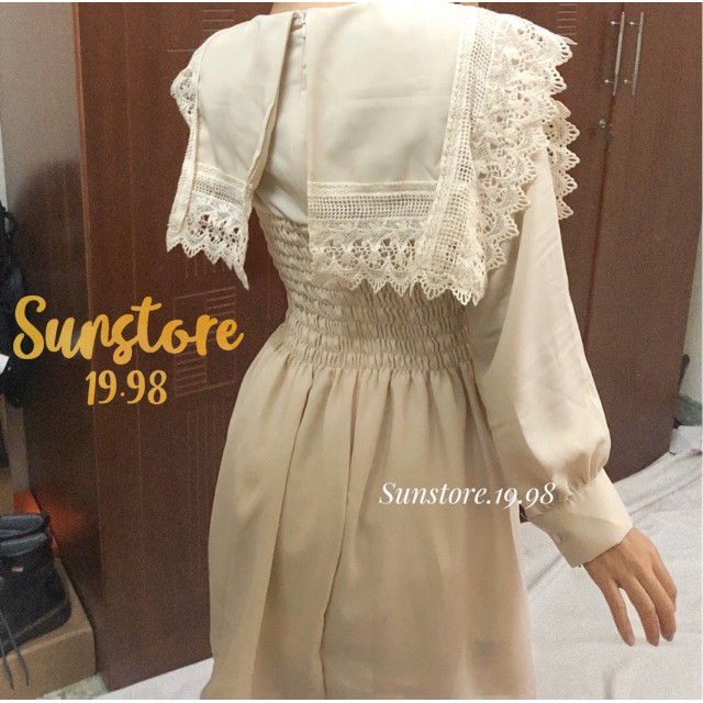 Đầm vintage chữ A bo eo 2 màu Style Korea