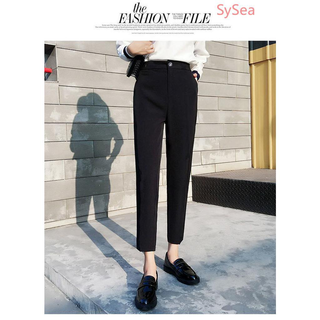 Quần Dài Màu Đen Phong Cách Hàn Quốc Thanh Lịch Cho Nữ