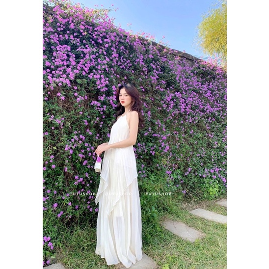 ( 𝙁𝙧𝙚𝙚 𝙨𝙝𝙞𝙥) Váy Maxi Yếm hở lưng  𝐀̉𝐧𝐡 𝐓𝐡𝐚̣̂𝐭 chuẩn hình