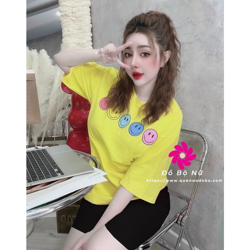 🌸 Đồ Bộ Nữ 🌸l CÓ BIGSIZE 40-75KG l Đồ bộ thun Cotton Quảng Châu mẫu MẶT CƯỜI , Đồ bộ lửng mặc nhà siêu dễ thương