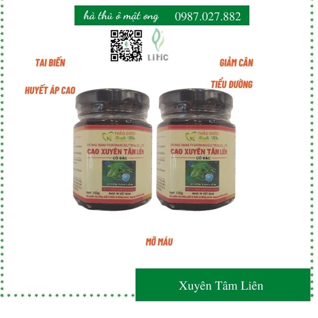 Cao Xuyên Tâm Liên Nguyên Chất 100g Hỗ trợ tăng đề kháng hệ hô hấp giảm tình trạng nóng trong và rôm sảy LỜ