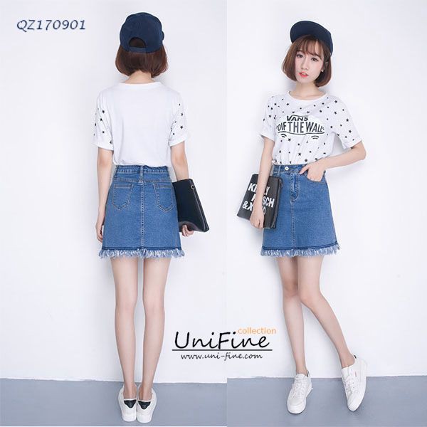 Chân váy jean nữ tua rua có big size cho người hơn 60kg - QZ170901 | BigBuy360 - bigbuy360.vn