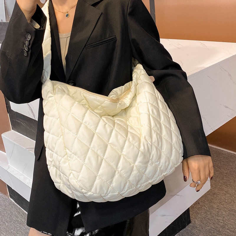 Túi Đeo Vai Bằng Cotton Nylon Đệm Bông Thời Trang Mùa Đông Cho Nữ