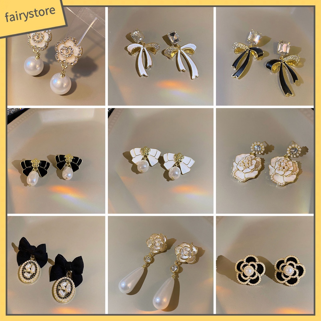 1 Đôi Bông Tai Hình Hoa Đính Ngọc Trai Giả Lấp Lánh