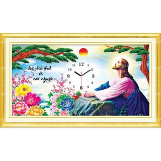 Tranh Đính Đá ABC 3D Đồng Hồ Chúa Hãy Thức Tỉnh Và Cầu Nguyện DF480 , LG1264 (Khách tự đính) KT:79x45cm