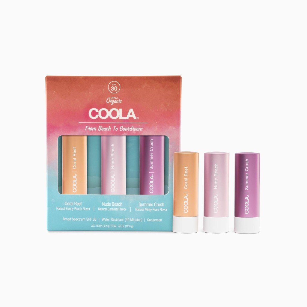 [ Thanh Lý ] Coola - Set son dưỡng 3 màu Coola From Beach to Boardroom Tinted Mineral Liplux 12.6g