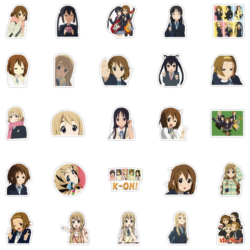 Y&P| Hình Dán Chống Nước K-ON! Nhật Bản Anime Mũ Bảo Hiểm Máy Tính Xách Tay Hành Lý Dán Thiết Lập, 50 tờ