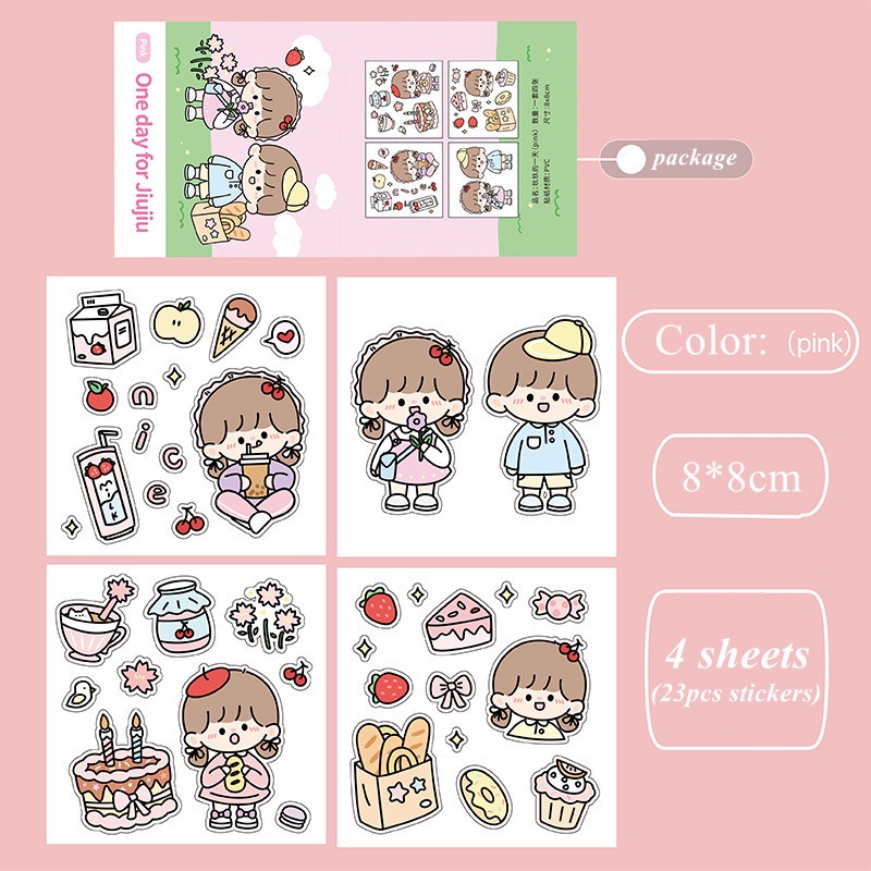 We Flower Bộ 23 miếng dán PVC họa tiết hoạt hình đáng yêu dùng để trang trí chai nước / scrapbook / điện thoại