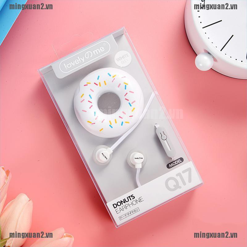 Tai Nghe Nhét Tai Hình Bánh Donut Dễ Thương Kích Thước 3.5mm