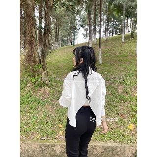 Áo sơ mi xẻ lưng - Ảnh thật