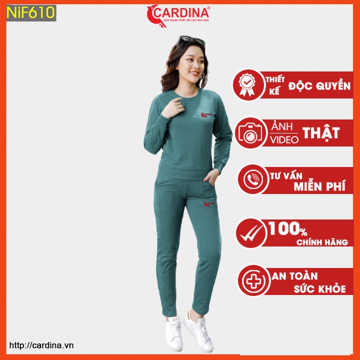 Bộ nỉ nữ CARDINA chất cotton da cá dáng thể thao cao cấp, trẻ trung, năng động NiF6.