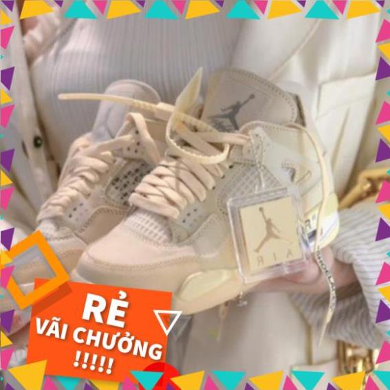 29Giày air jordan 4 retro off white kem , Giày sneaker JD4 màu kem siêu hot mới nhất