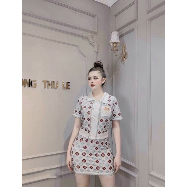 Set áo len hoa thổ cẩm + chân váy(quảng châu) | BigBuy360 - bigbuy360.vn