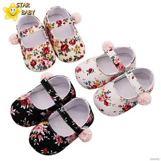 Giày Búp Bê In Hoa Đế Mềm Chống Trượt Cho Bé Gái