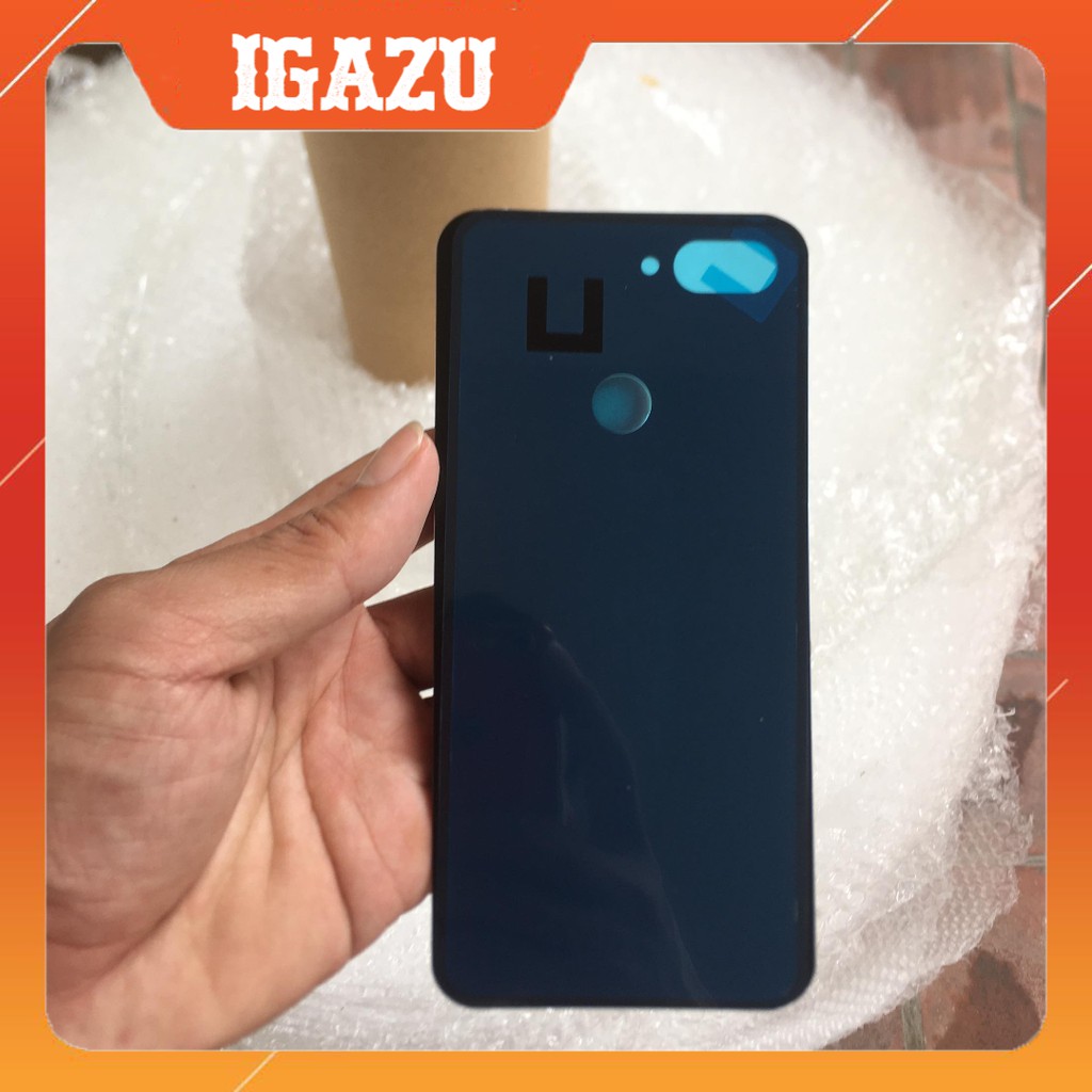 Nắp lưng điện thoại Xiaomi Mi 8 lite zin chất liệu kính thủy tinh (màu đen-xanh-hồng) - IGAZU