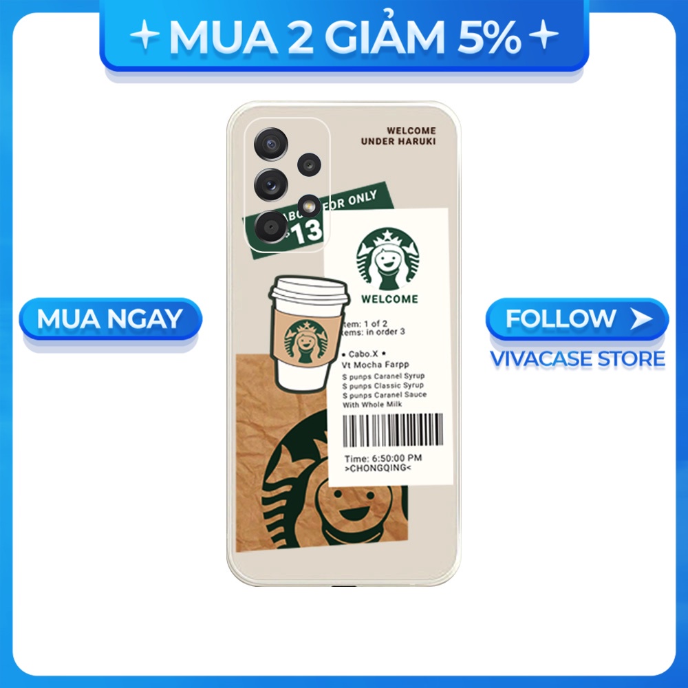 Ốp lưng cạnh vuông Samsung A10/A30S/A72/A50S/A32/...viền bảo vệ camera hình Starbucks.