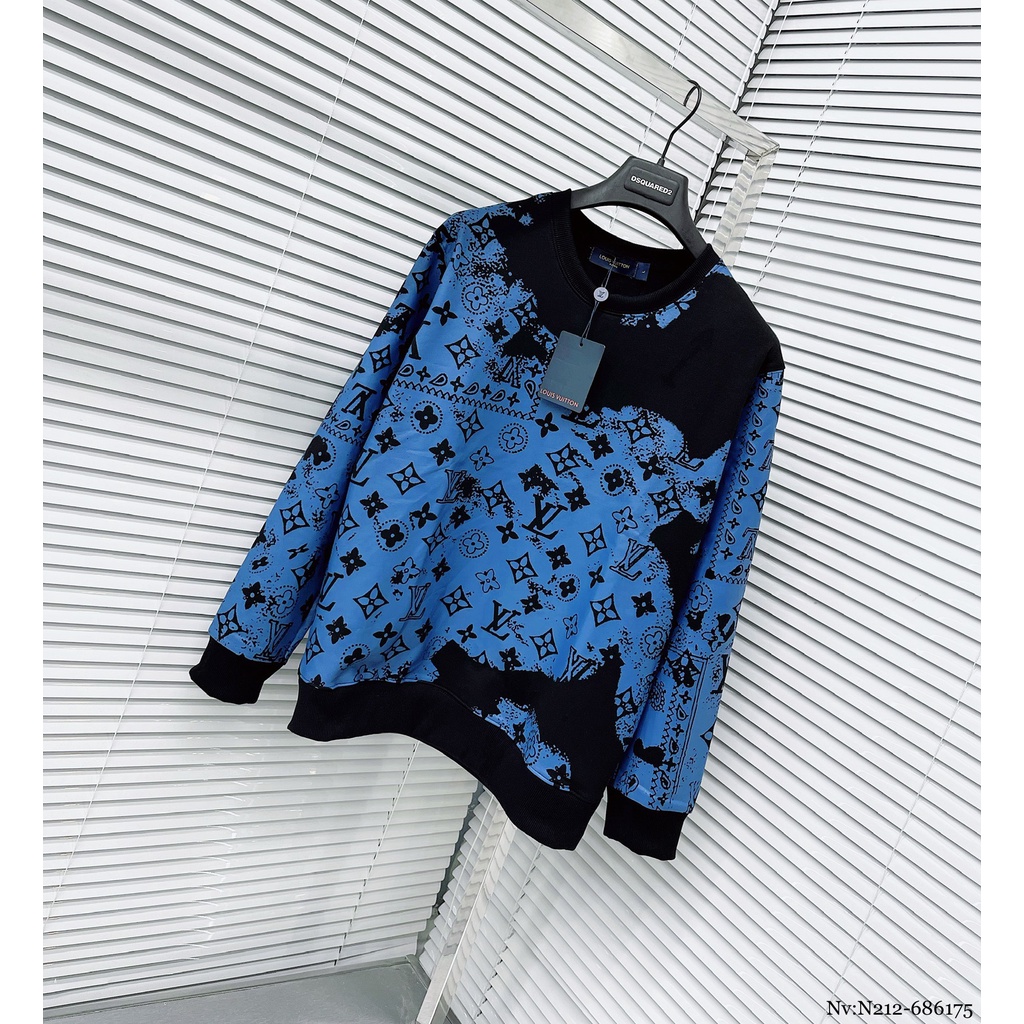 Áo Sweater Nam Lv Màu Loang Họa Tiết Dập Vân - Áo Nỉ Nam Nữ Màu Loang Chất Nỉ Da Cá Mềm Mịn DT STORE MENWEAR