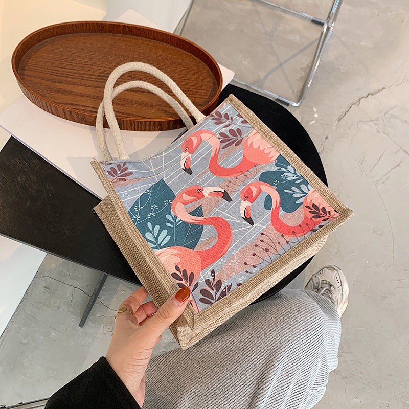 Túi Cói In Hình Phong Cách Vintage | BigBuy360 - bigbuy360.vn