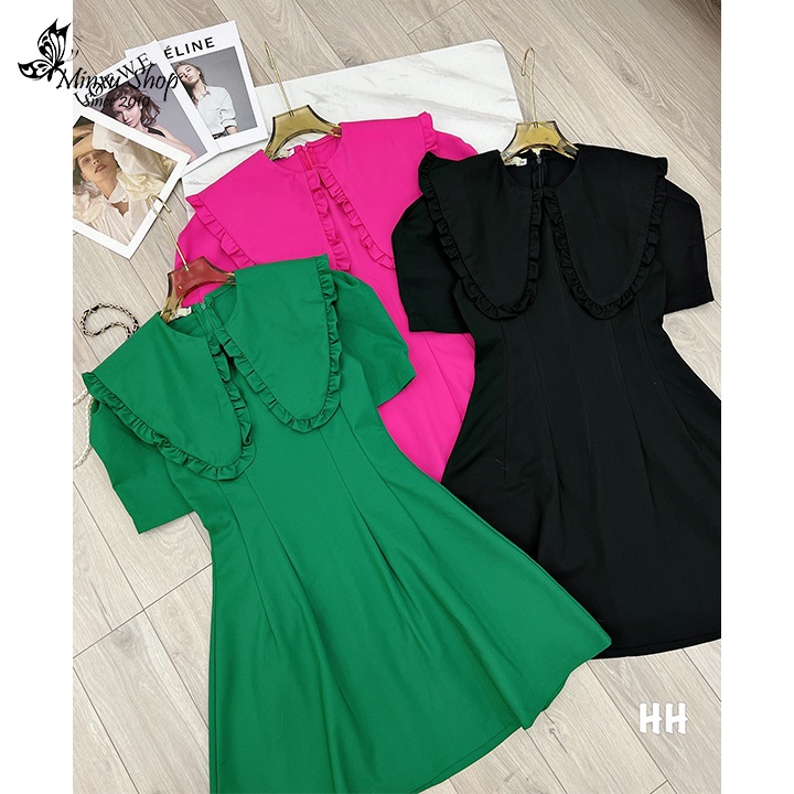 Váy thiết kế nữ cổ sen bèo, váy đi chơi, đi tiệc, đi học nữ tính, nhẹ nhàng mà sang trọng Minxu Shop mã VAY01