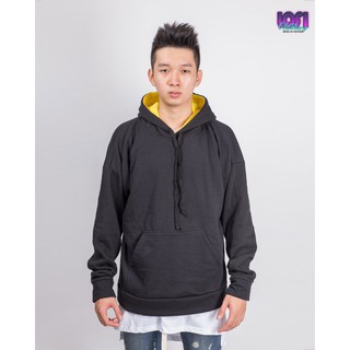 Lofi Hoodie Oversize Đen Lót Vàng