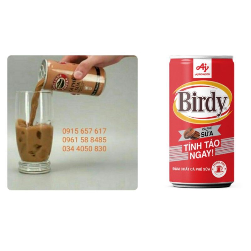 CÀ PHÊ SỮA HIGHLAND & BIRDY LON PHA SẴN