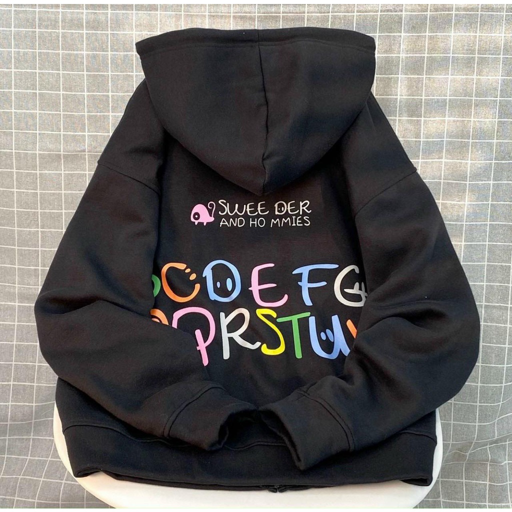Áo Khoác Hoodie Nỉ Ngoại Nam Nữ Form Rộng Khóa Kéo In Chữ SweeDer Nón Trùm Đầu Unisex