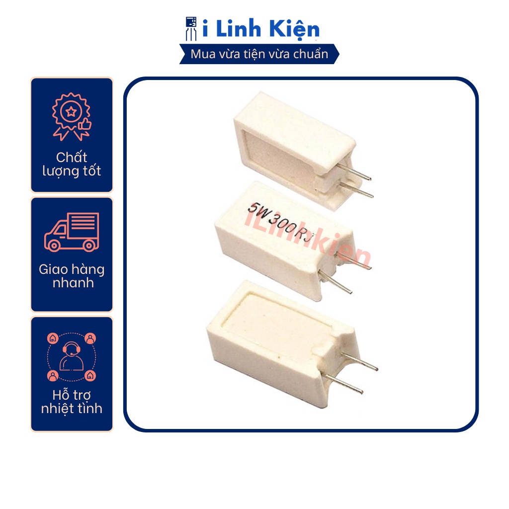 Điện trở sứ 5W 1R loại đứng bản to chất lượng tốt.
